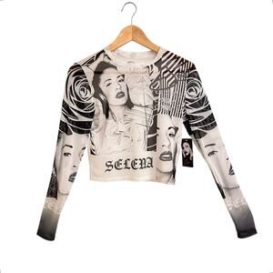 NWT Selena Mesh Cropped Long Sleeve Top Sz Medium